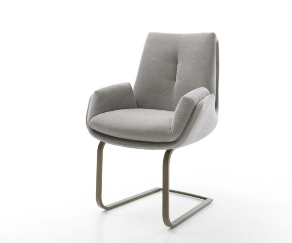 Étkezőszék Clea-Flex strukturált szövet puha szürke konzolos lapos láb titán színű