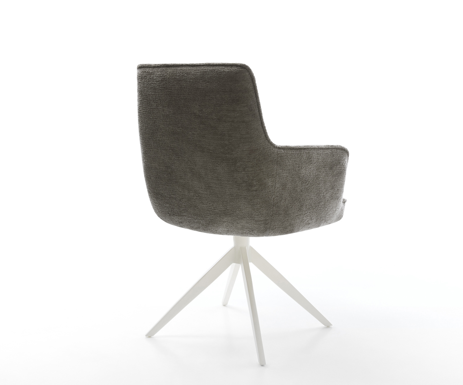 Étkezőszék Heira-Flex karfás bouclé puha sötét bézs kereszt láb széles fehér 360° forgatható billenő zsákrugós - Image 5