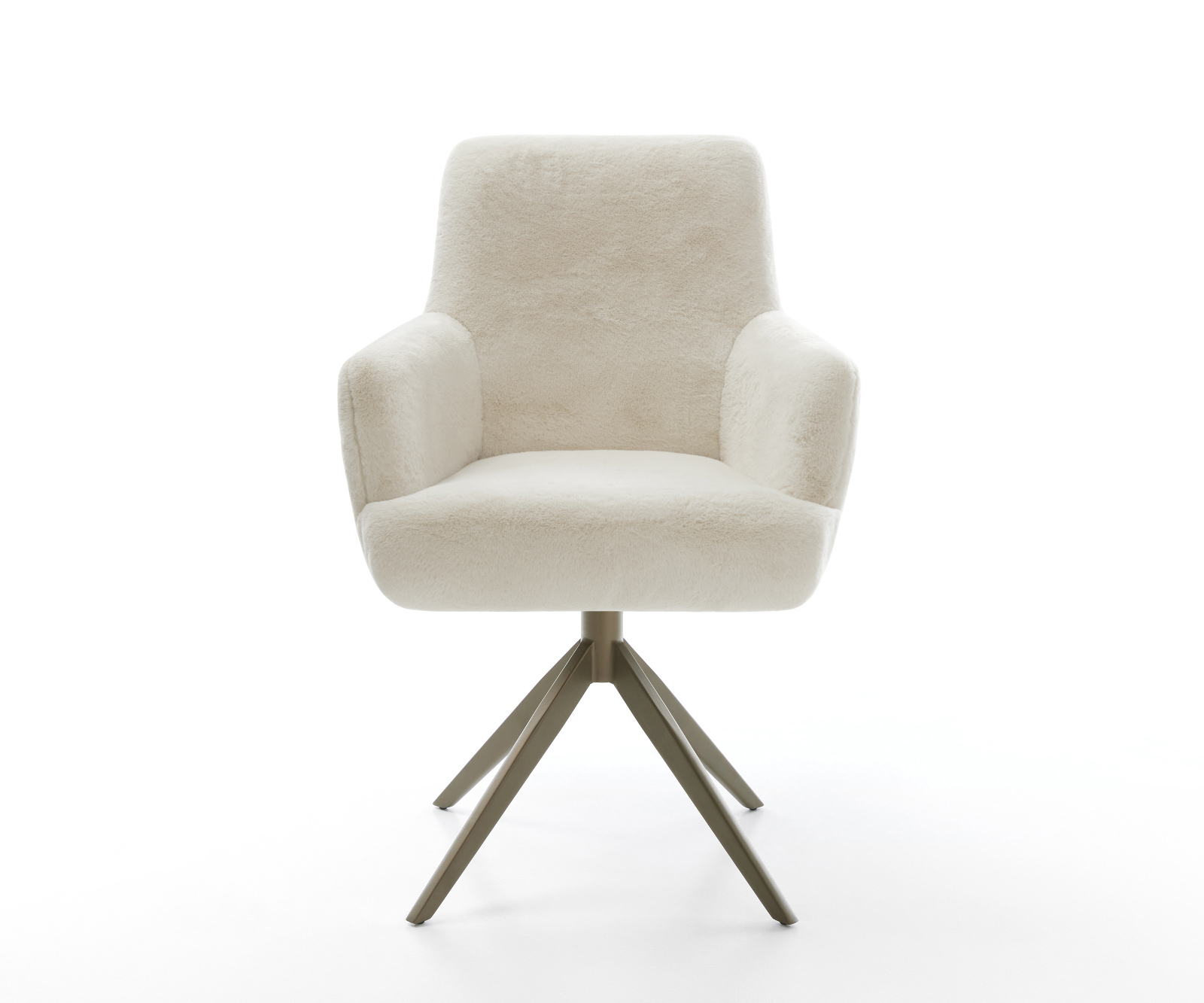 Étkezőszék Heira-Flex karfás plüss krémfehér kereszt láb széles titánszínű hatás 360° forgatható billenő zsákrugós - Image 2