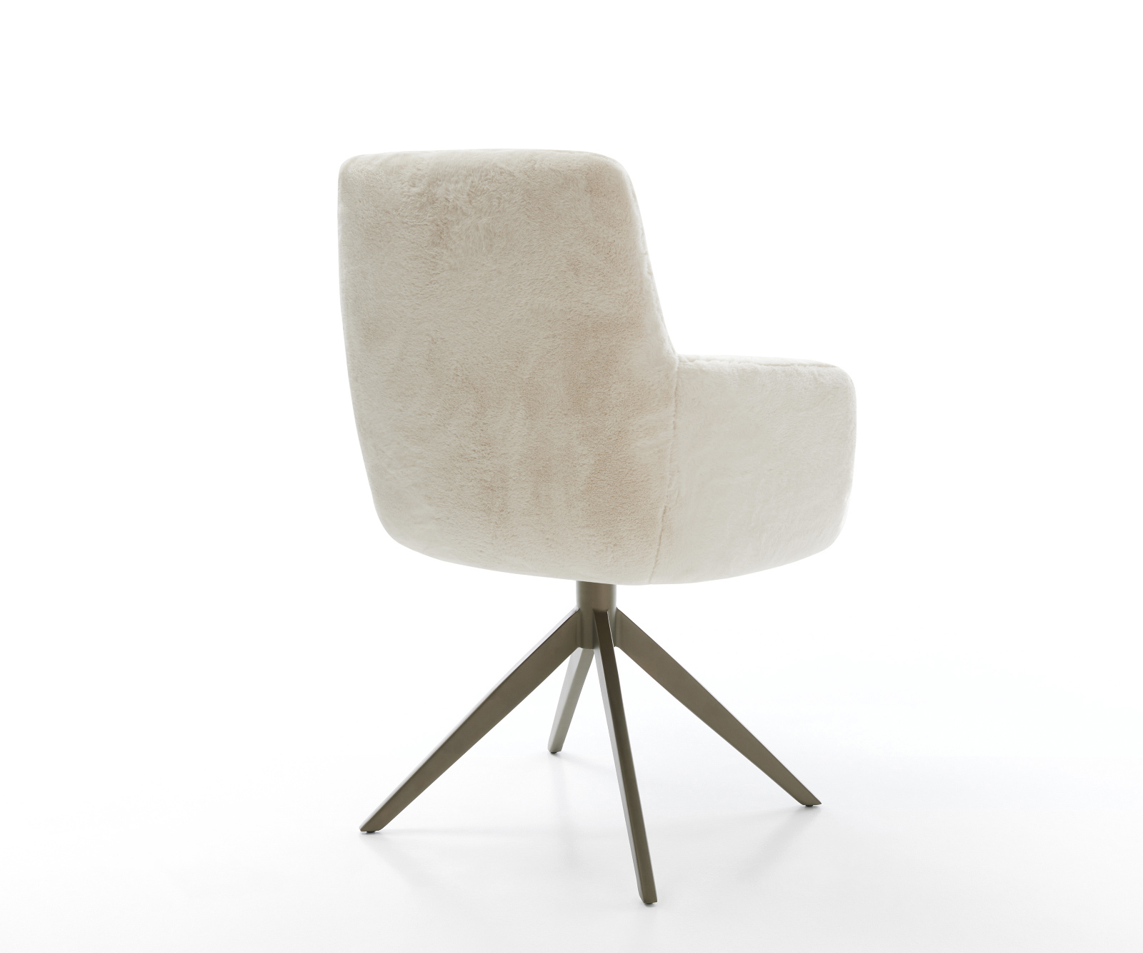 Étkezőszék Heira-Flex karfás plüss krémfehér kereszt láb széles titánszínű hatás 360° forgatható billenő zsákrugós - Image 5