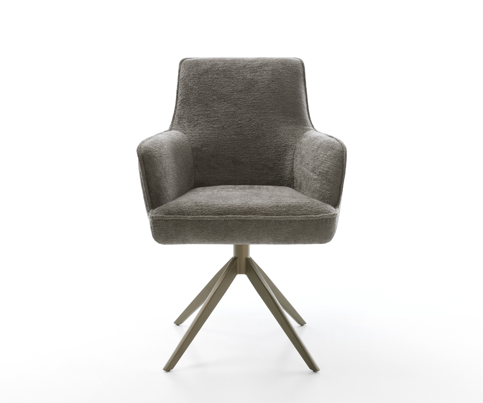 Étkezőszék Heira-Flex karfás bouclé puha sötét bézs kereszt láb széles titán színű 360° forgatható billenő zsákrugós matrac - Image 2