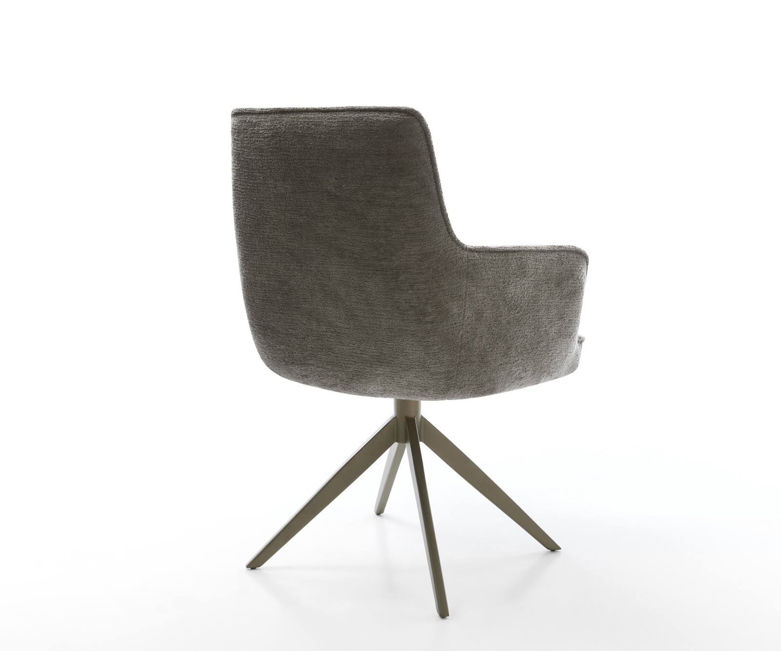 Étkezőszék Heira-Flex karfás bouclé puha sötét bézs kereszt láb széles titán színű 360° forgatható billenő zsákrugós matrac - Image 5