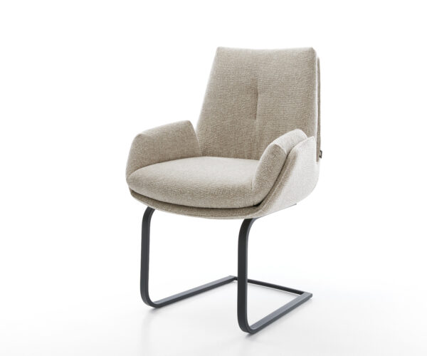 Étkezőszék Clea-Flex szövött szövet puha bézs konzolos lapos fekete