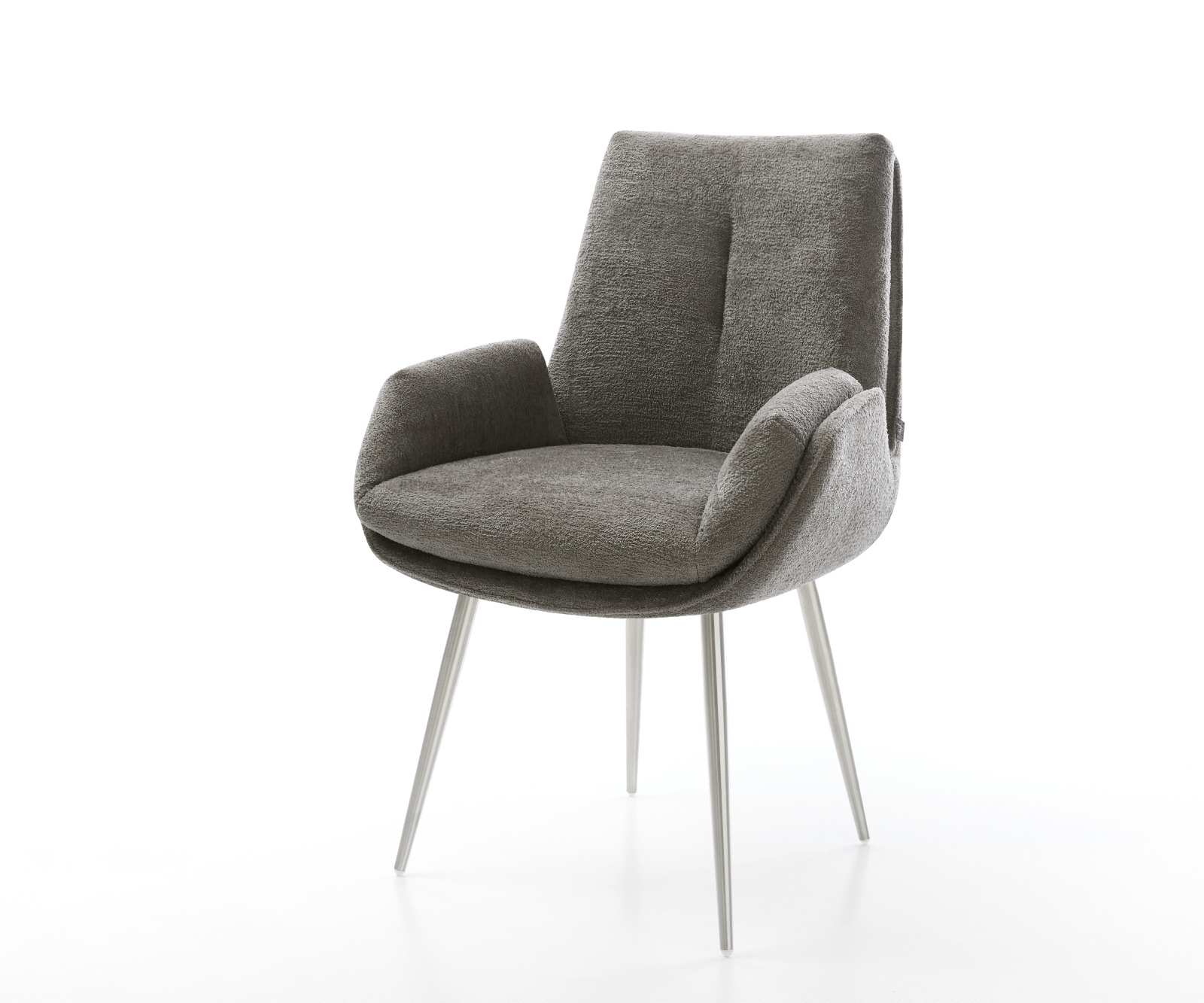 Étkezőszék Clea-Flex bouclé puha sötét bézs 4 láb kúpos rozsdamentes acél