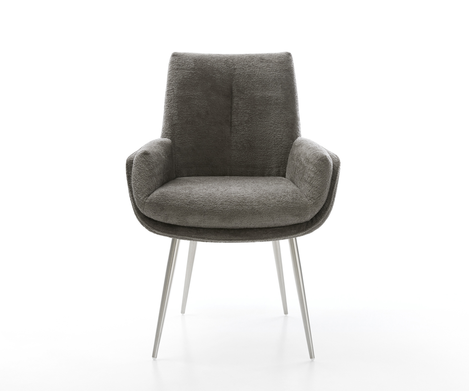 Étkezőszék Clea-Flex bouclé puha sötét bézs 4 láb kúpos rozsdamentes acél - Image 2