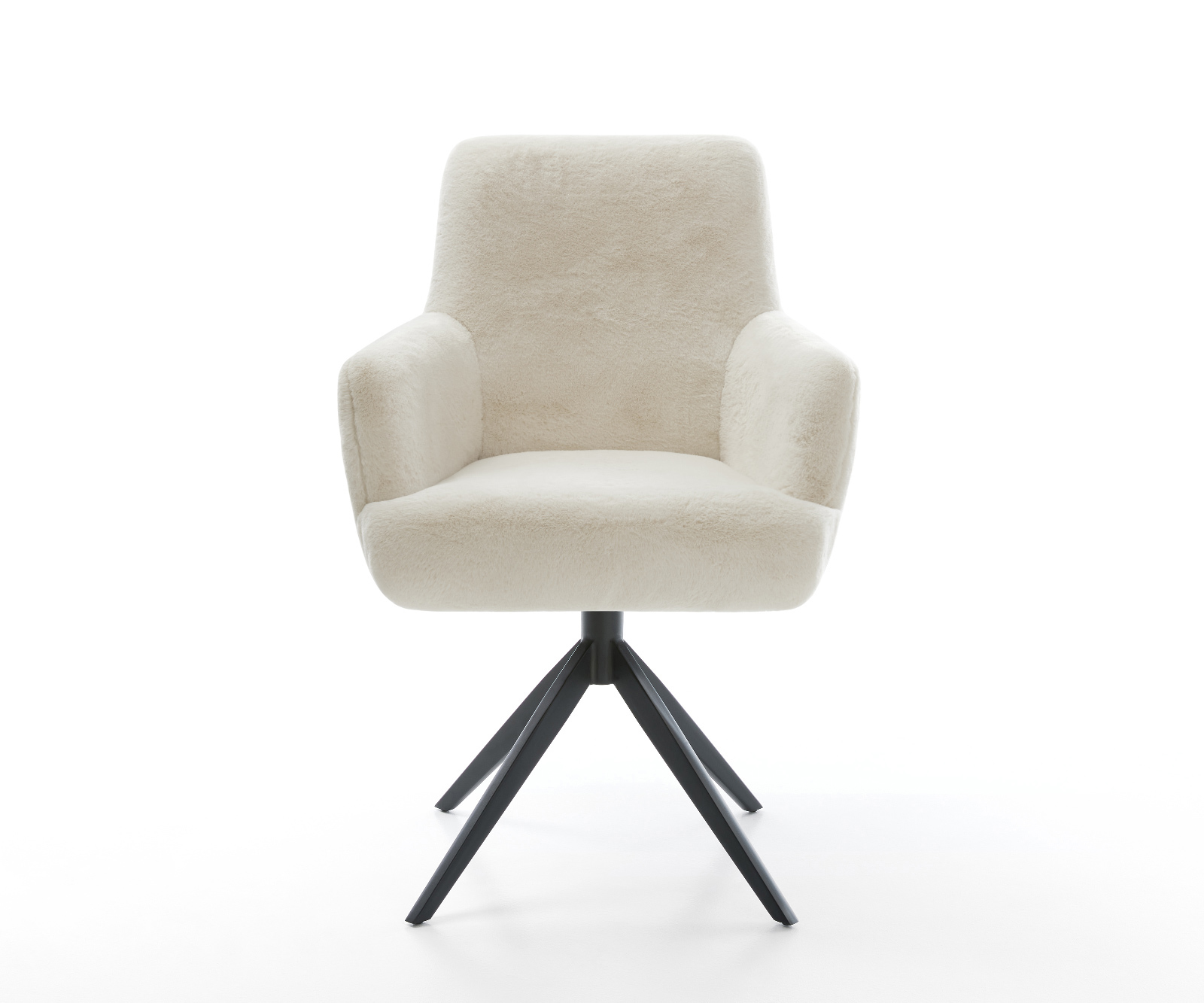 Étkezőszék Heira-Flex karfás plüss krémfehér kereszt láb széles fekete 360° forgatható billenő zsákrugós - Image 2