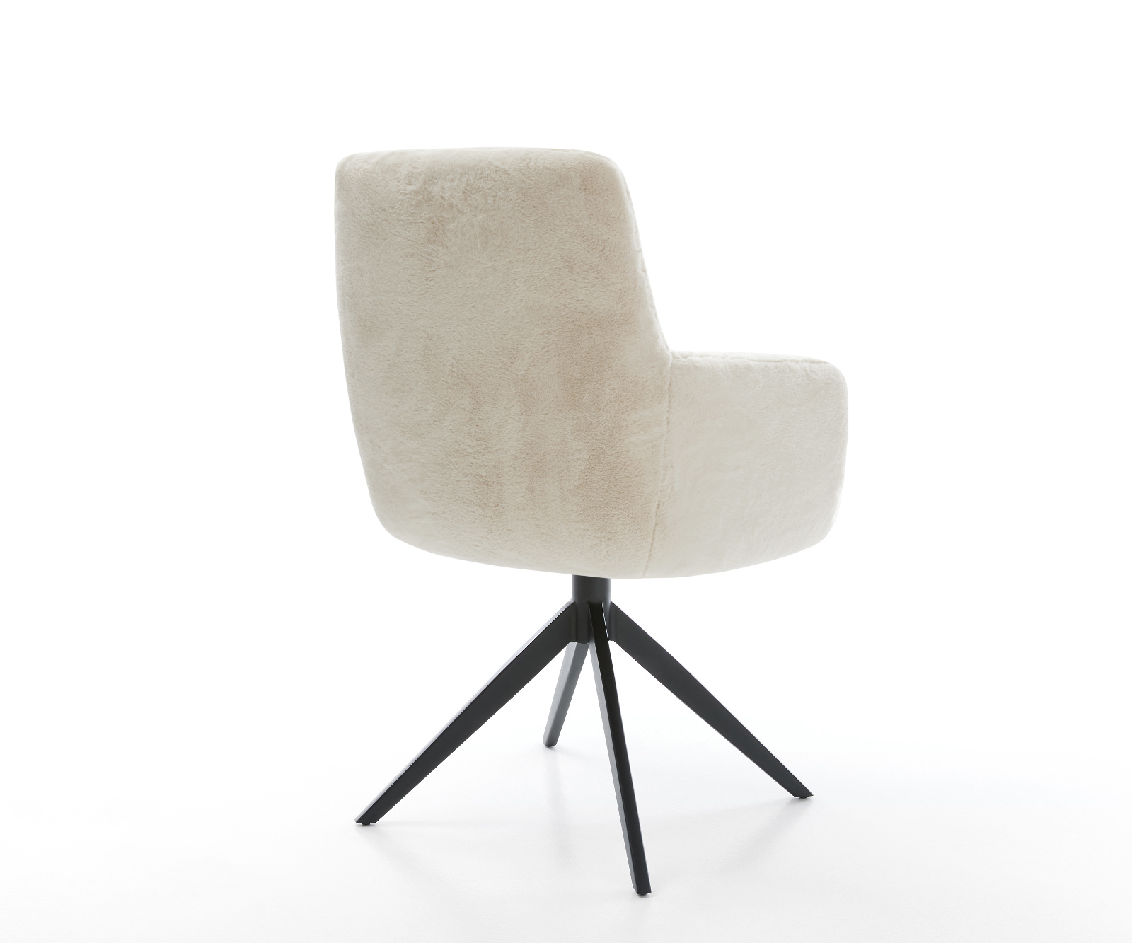 Étkezőszék Heira-Flex karfás plüss krémfehér kereszt láb széles fekete 360° forgatható billenő zsákrugós - Image 5