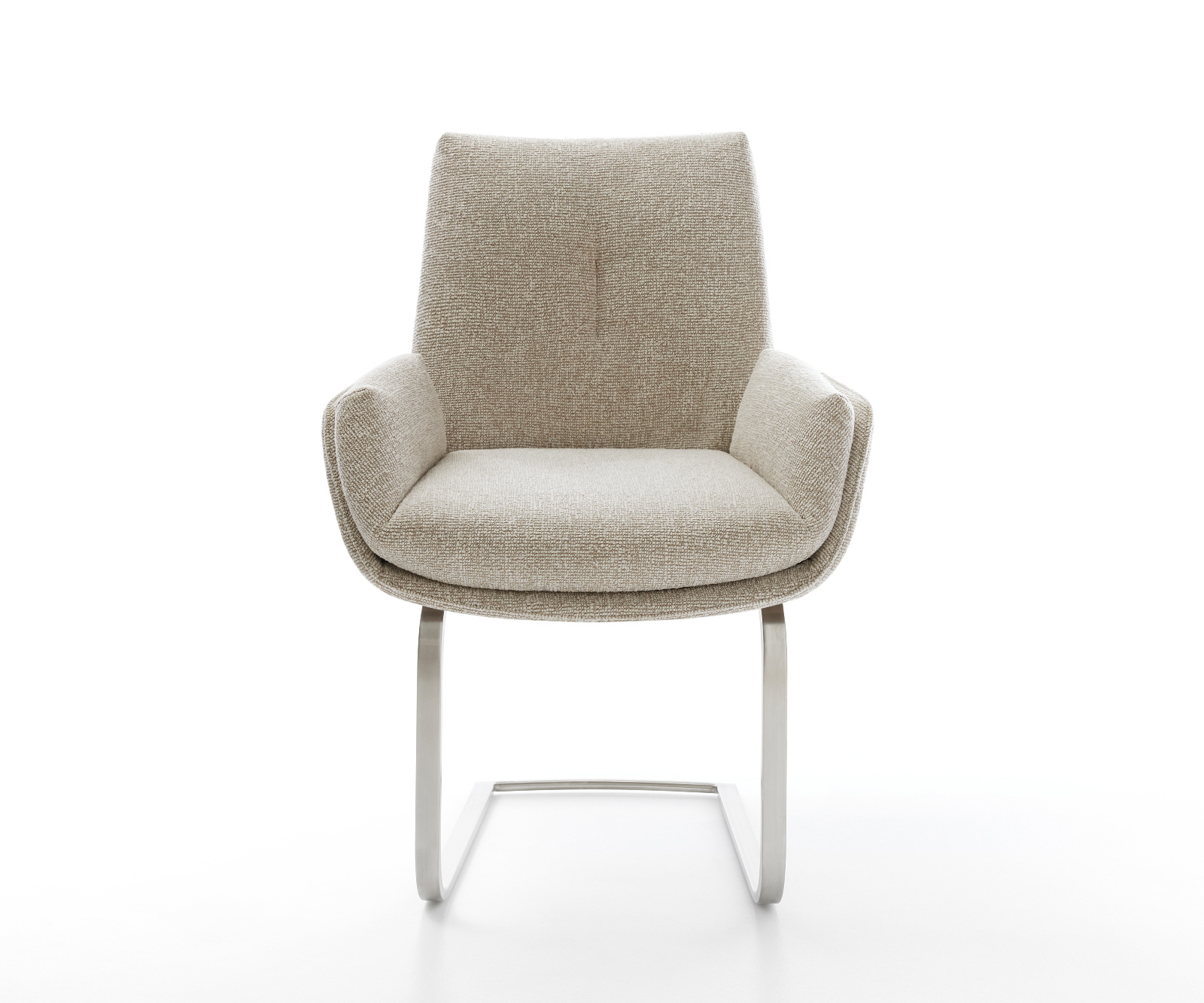 Étkezőszék Clea-Flex szövött szövet puha bézs konzolos lapos rozsdamentes acél - Image 2