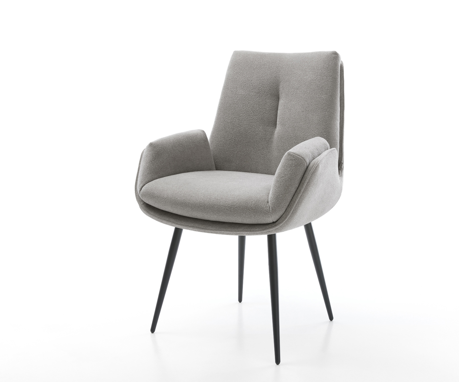 Étkezőszék Clea-Flex strukturált szövet puha szürke 4 láb kúpos fekete