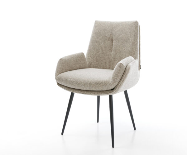 Étkezőszék Clea-Flex szövött szövet puha bézs 4 láb kúpos fekete