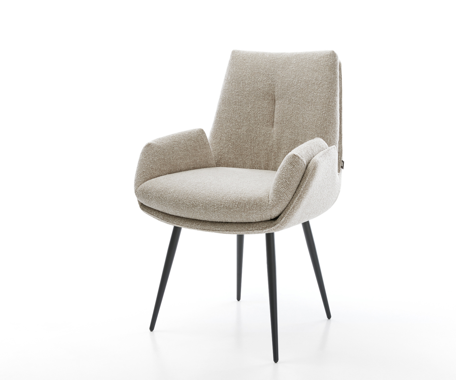 Étkezőszék Clea-Flex szövött szövet puha bézs 4 láb kúpos fekete