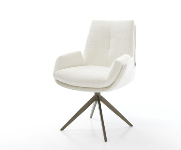 Étkezőszék Clea-Flex bouclé puha bézs kereszt láb széles titán színű 360° forgatható billenő funkció