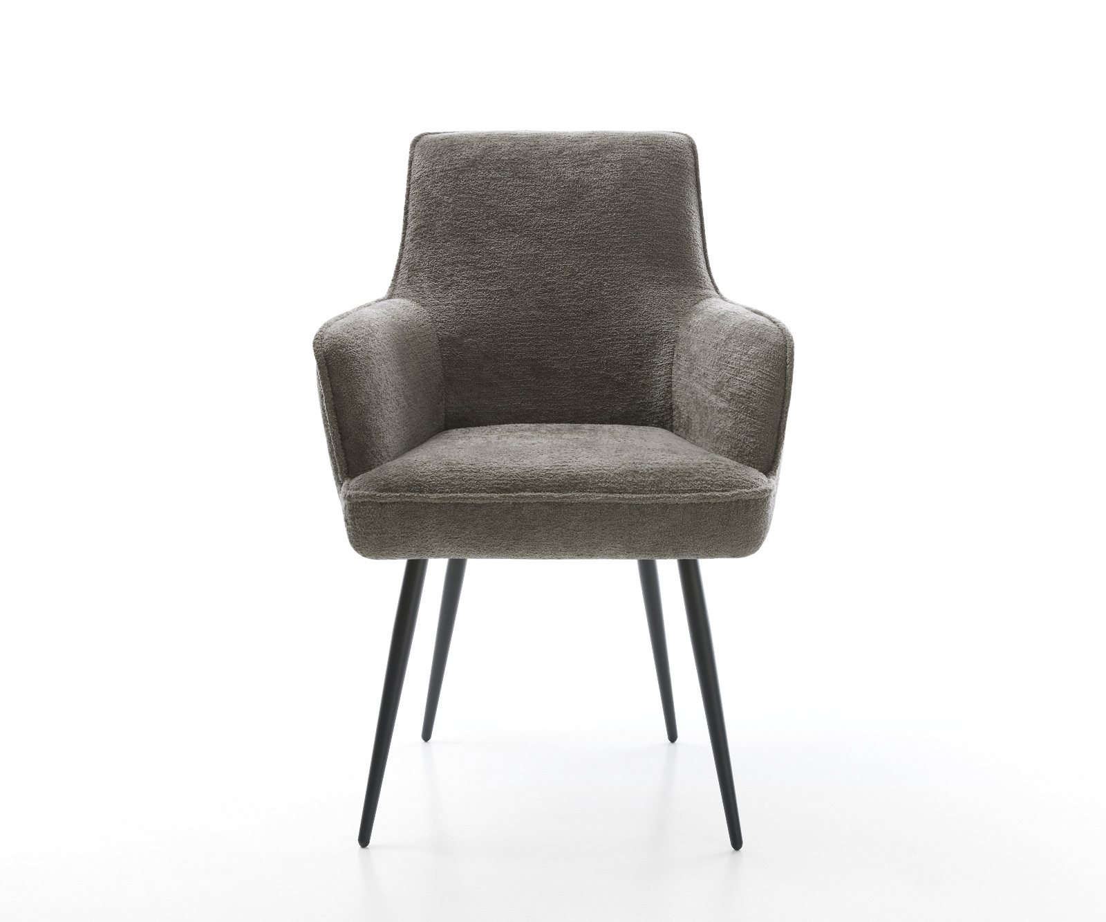 Étkezőszék Heira-Flex karfás bouclé puha sötét bézs 4 lábas kúpos fekete zsákrugós - Image 2