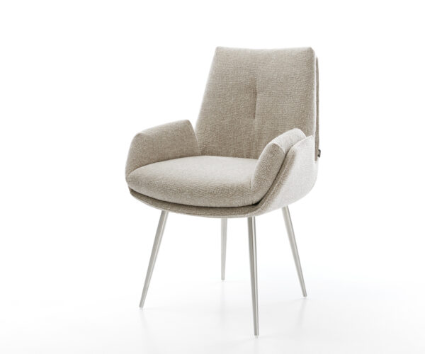 Étkezőszék Clea-Flex szövött szövet puha bézs 4 láb kúpos rozsdamentes acél