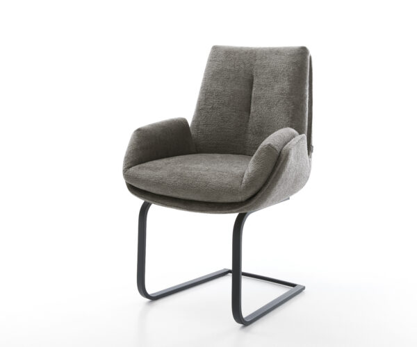 Étkezőszék Clea-Flex bouclé puha sötét bézs konzolos láb lapos fekete