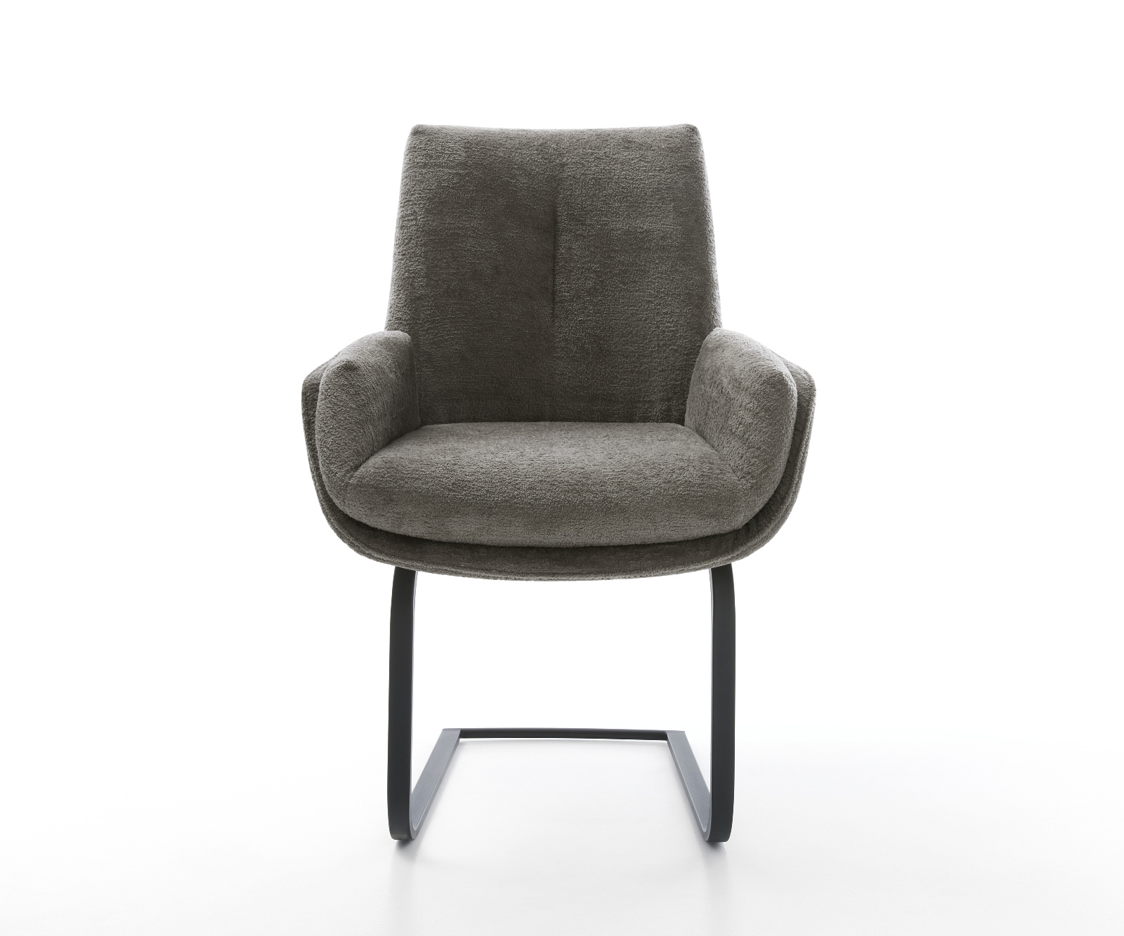 Étkezőszék Clea-Flex bouclé puha sötét bézs konzolos láb lapos fekete - Image 2