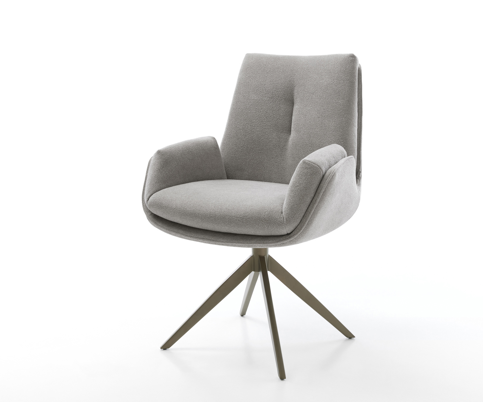 Étkezőszék Clea-Flex strukturált szövet puha szürke kereszt láb széles titán színű 360°-ban forgatható billenő funkcióval