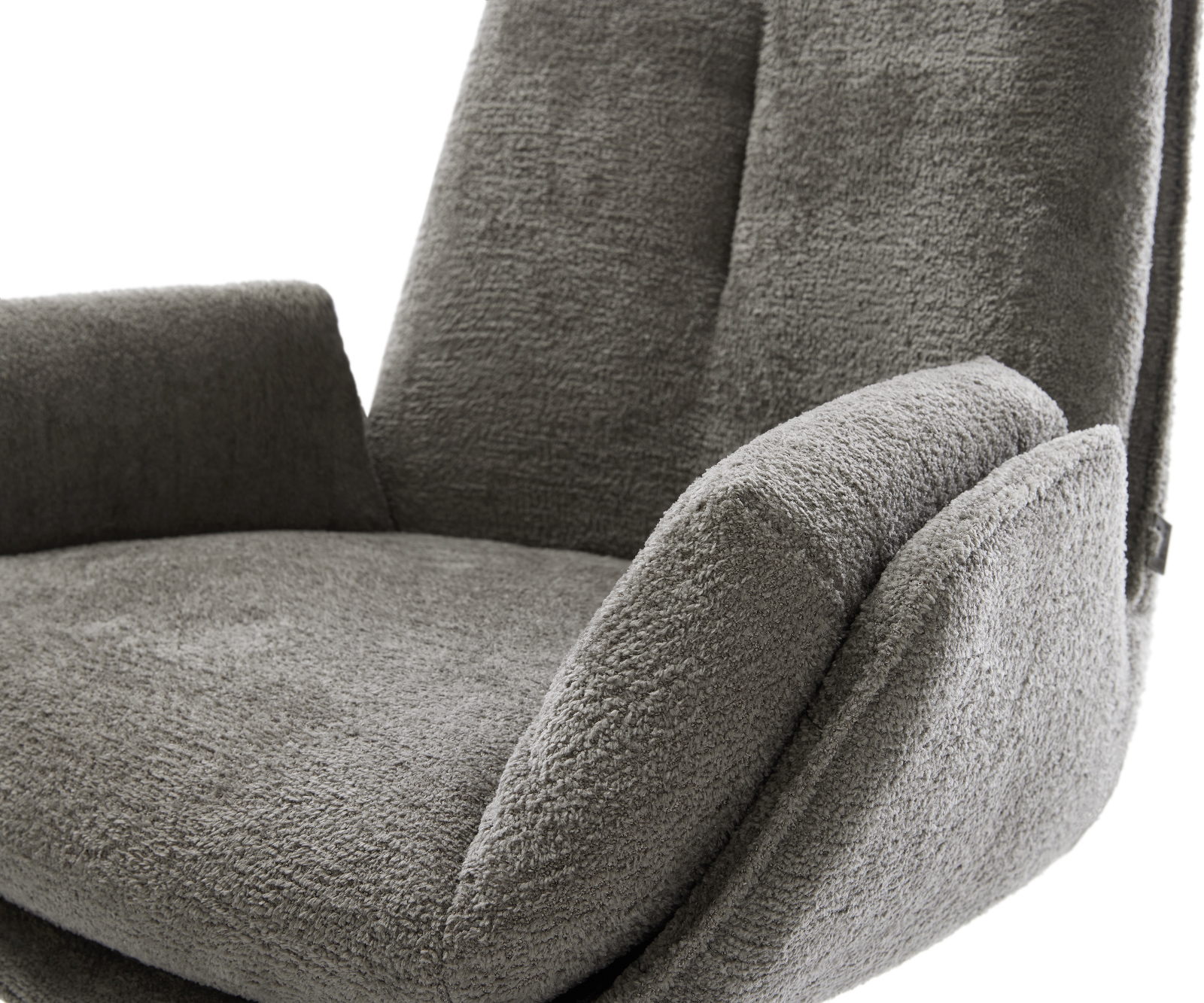 Étkezőszék Clea-Flex bouclé puha sötét bézs kereszt láb széles fehér 360° forgatható billenő funkció - Image 4