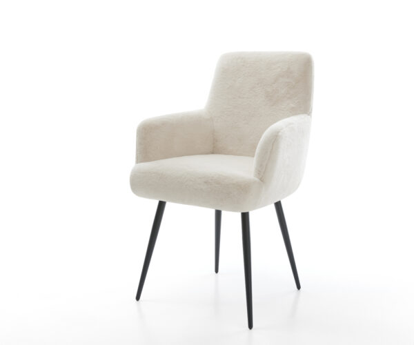 Étkezőszék Heira-Flex karfás plüss krémfehér 4 lábas kúpos fekete zsákrugós