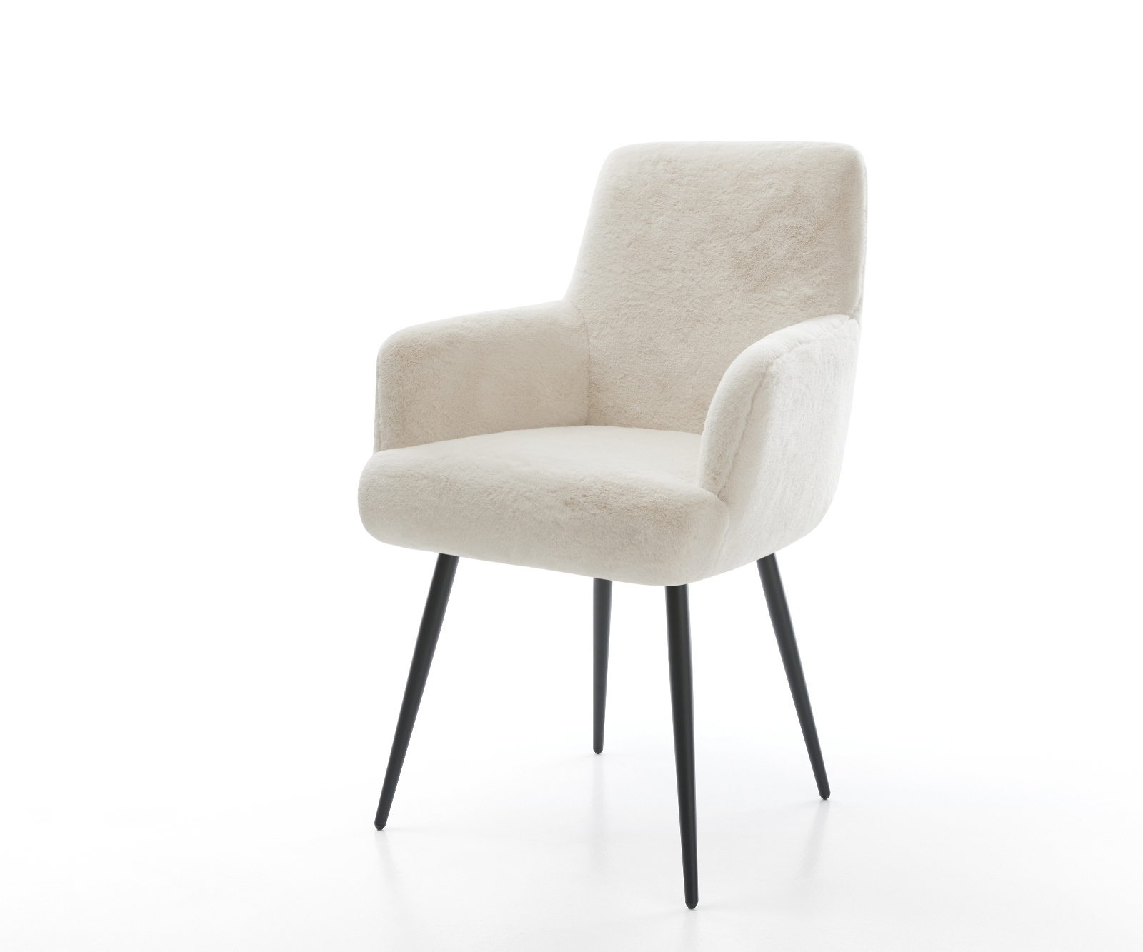 Étkezőszék Heira-Flex karfás plüss krémfehér 4 lábas kúpos fekete zsákrugós