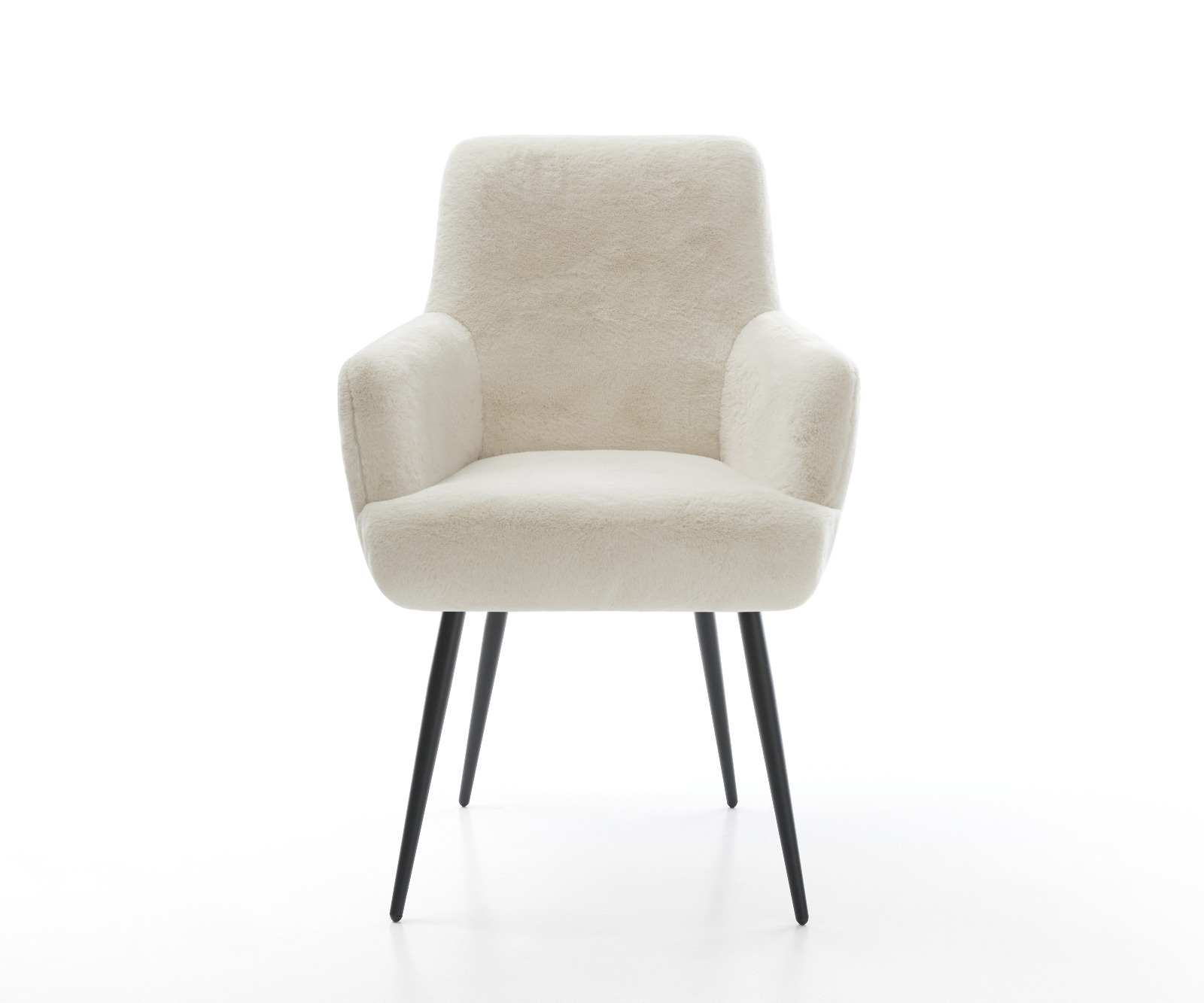 Étkezőszék Heira-Flex karfás plüss krémfehér 4 lábas kúpos fekete zsákrugós - Image 2