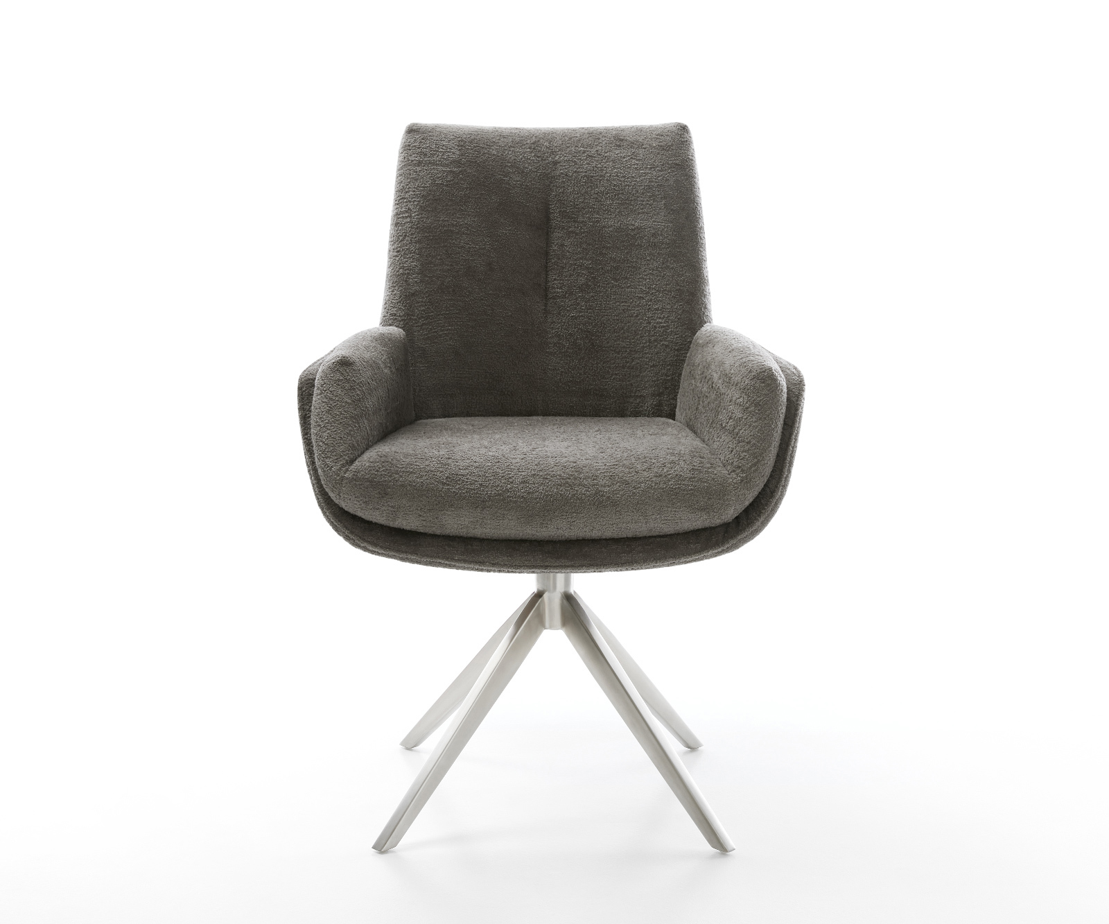 Étkezőszék Clea-Flex bouclé puha sötét bézs kereszt láb széles rozsdamentes acél 360° forgatható billenő funkció - Image 2