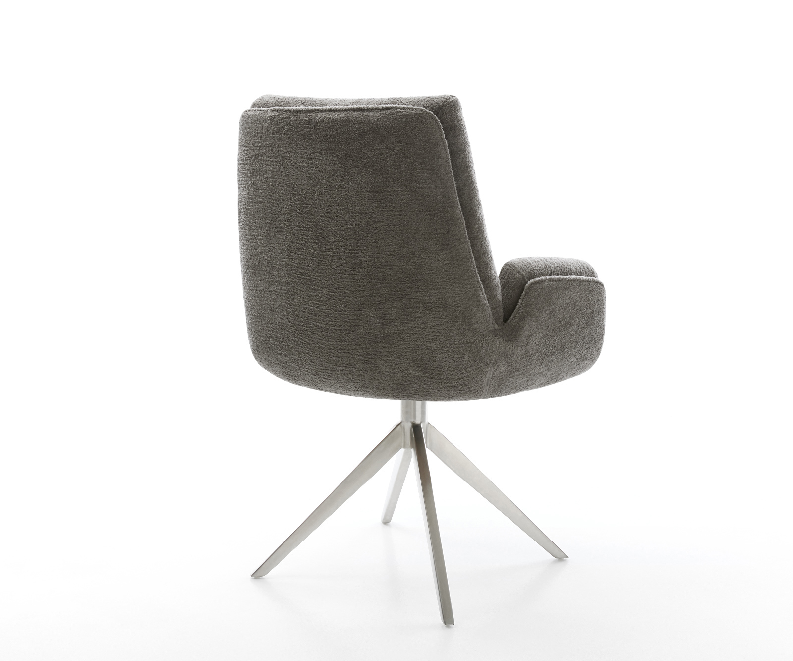 Étkezőszék Clea-Flex bouclé puha sötét bézs kereszt láb széles rozsdamentes acél 360° forgatható billenő funkció - Image 5