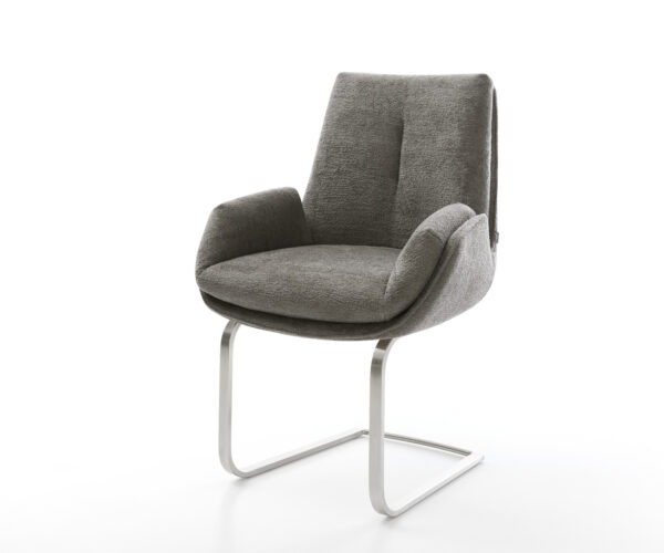 Étkezőszék Clea-Flex bouclé puha sötét bézs konzolos lapos rozsdamentes acél