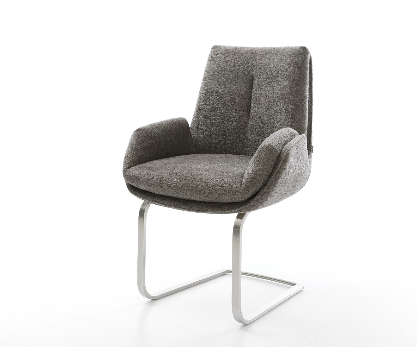 Étkezőszék Clea-Flex bouclé puha sötét bézs konzolos lapos rozsdamentes acél