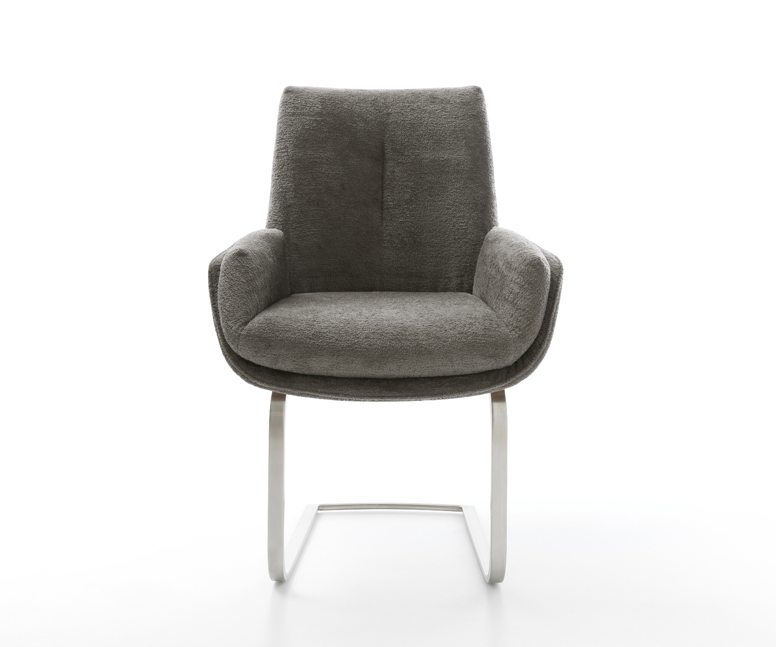 Étkezőszék Clea-Flex bouclé puha sötét bézs konzolos lapos rozsdamentes acél - Image 2