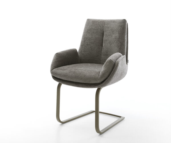 Étkezőszék Clea-Flex bouclé puha sötét bézs konzolos lapos láb titán színű