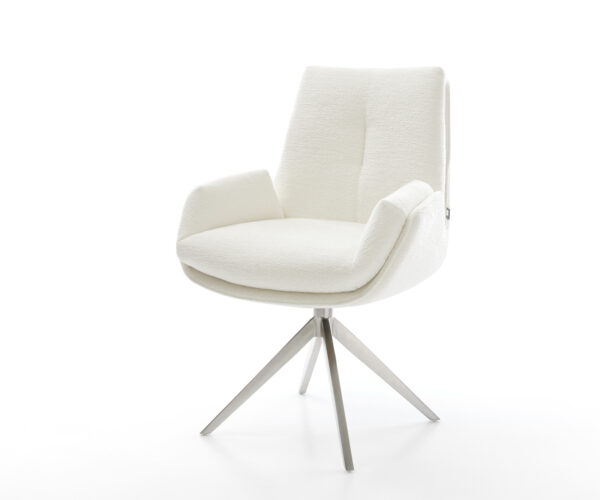 Étkezőszék Clea-Flex bouclé puha bézs kereszt láb széles rozsdamentes acél 360° forgatható billenő