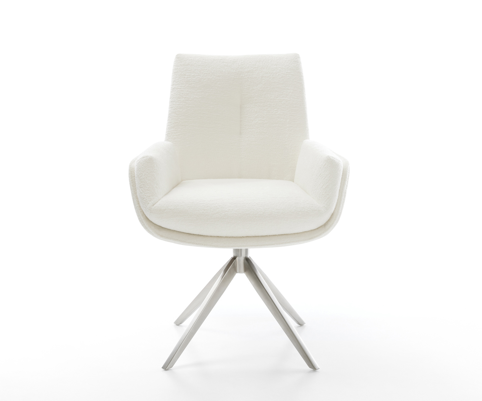 Étkezőszék Clea-Flex bouclé puha bézs kereszt láb széles rozsdamentes acél 360° forgatható billenő - Image 2