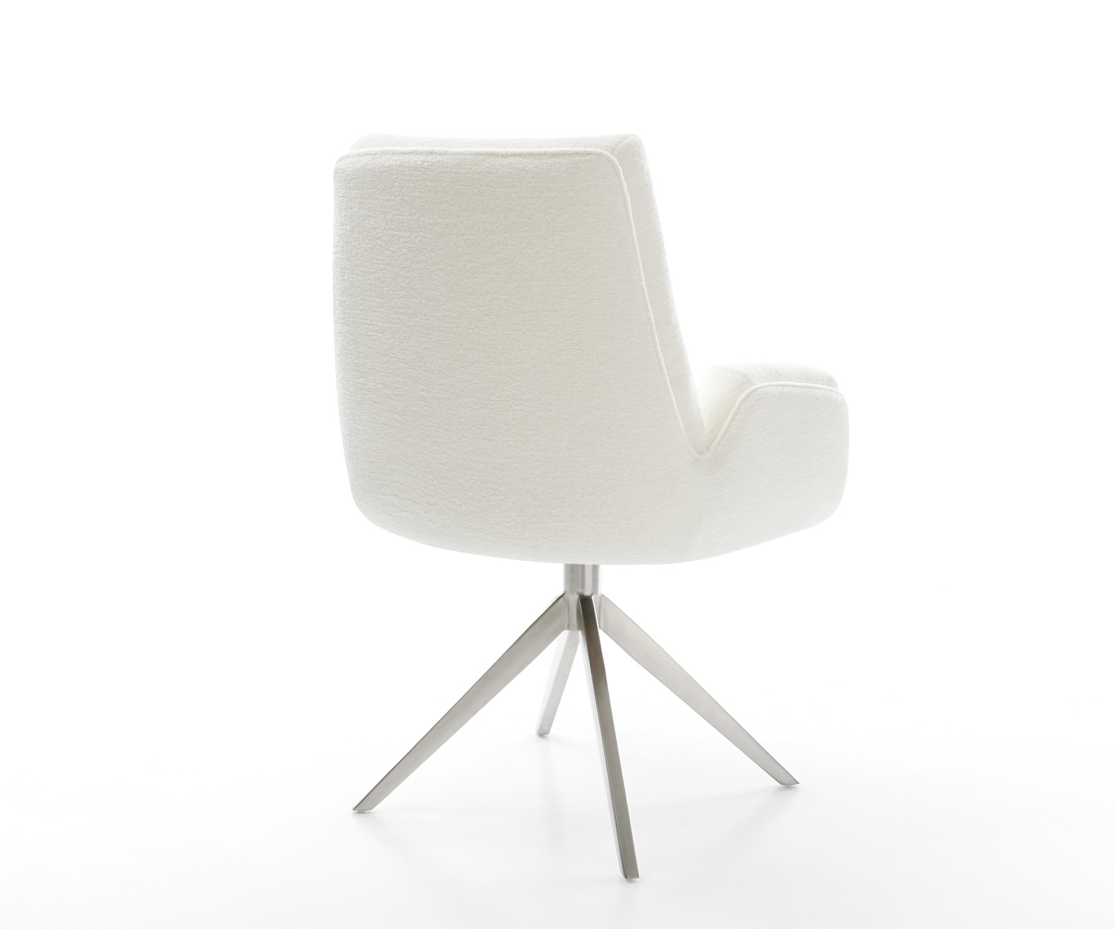 Étkezőszék Clea-Flex bouclé puha bézs kereszt láb széles rozsdamentes acél 360° forgatható billenő - Image 5