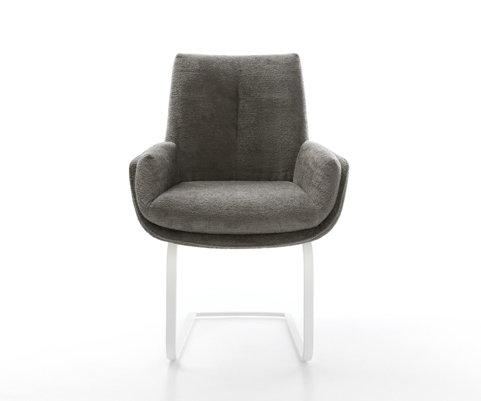 Étkezőszék Clea-Flex bouclé puha sötét bézs konzolos lapos fehér - Image 2