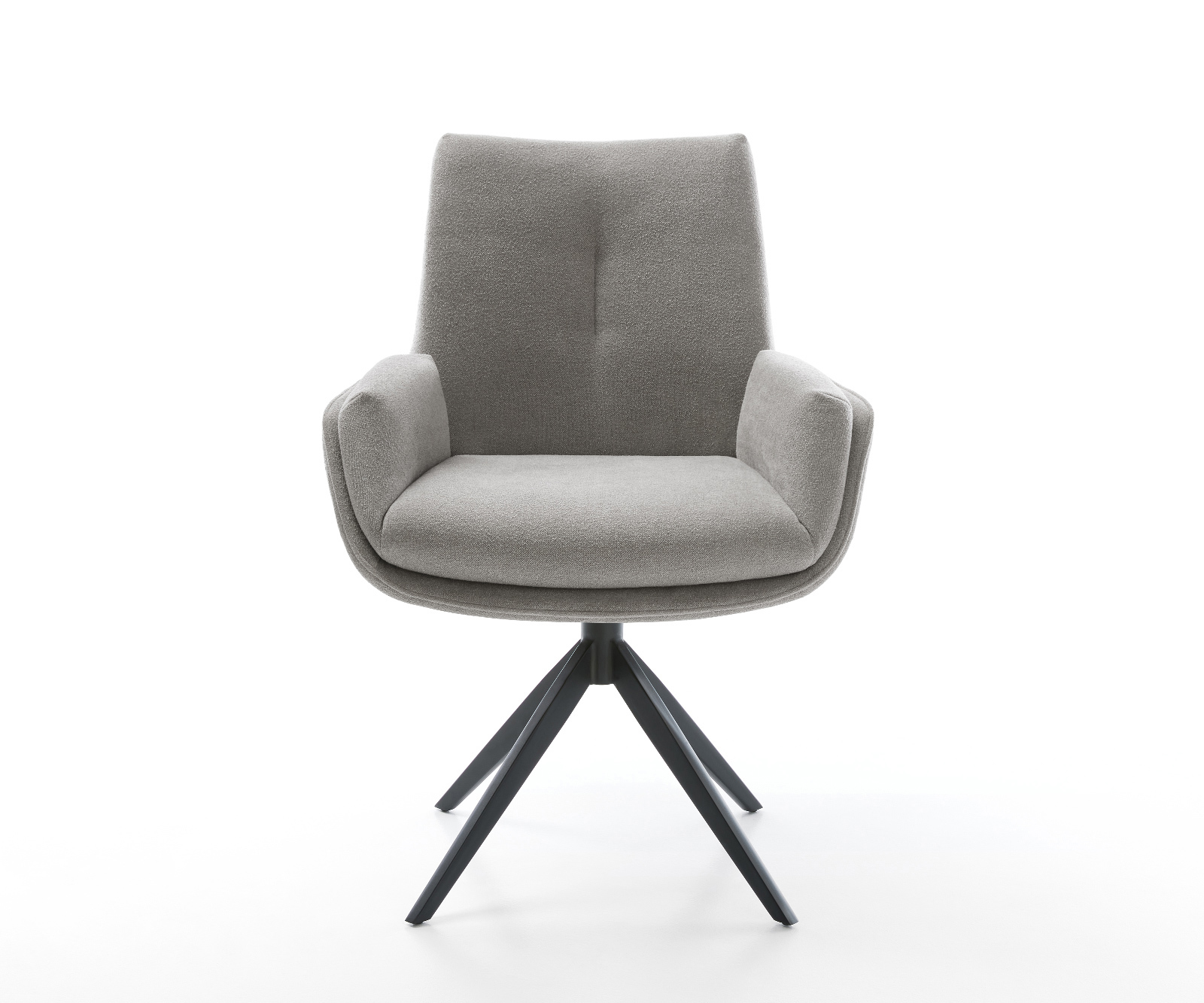 Étkezőszék Clea-Flex strukturált szövet puha szürke kereszt láb széles fekete 360°-ban forgatható billenő funkcióval - Image 2