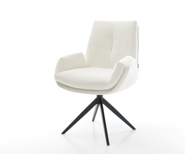 Étkezőszék Clea-Flex bouclé puha bézs kereszt láb széles fekete 360° forgatható billenő