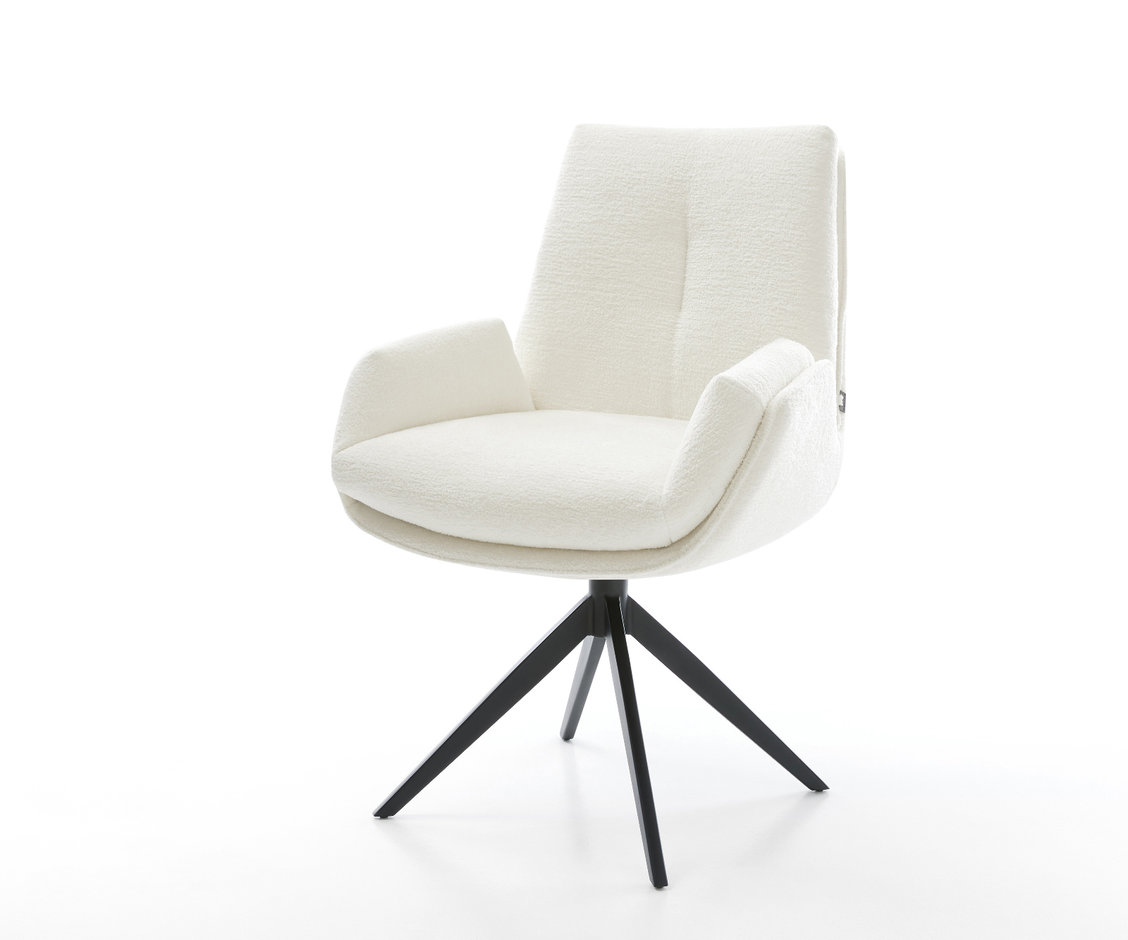 Étkezőszék Clea-Flex bouclé puha bézs kereszt láb széles fekete 360° forgatható billenő