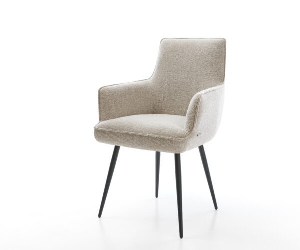 Étkezőszék Heira-Flex karfás szövettel puha bézs 4 lábas kúpos fekete zsákrugós