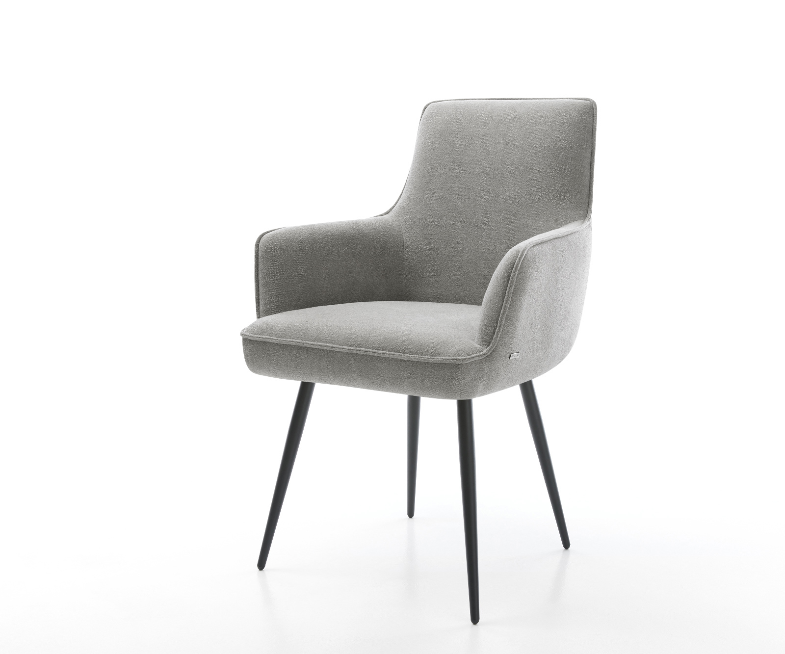 Étkezőszék Heira-Flex karfás strukturált szövet puha szürke 4 lábas kúpos fekete zsákrugós