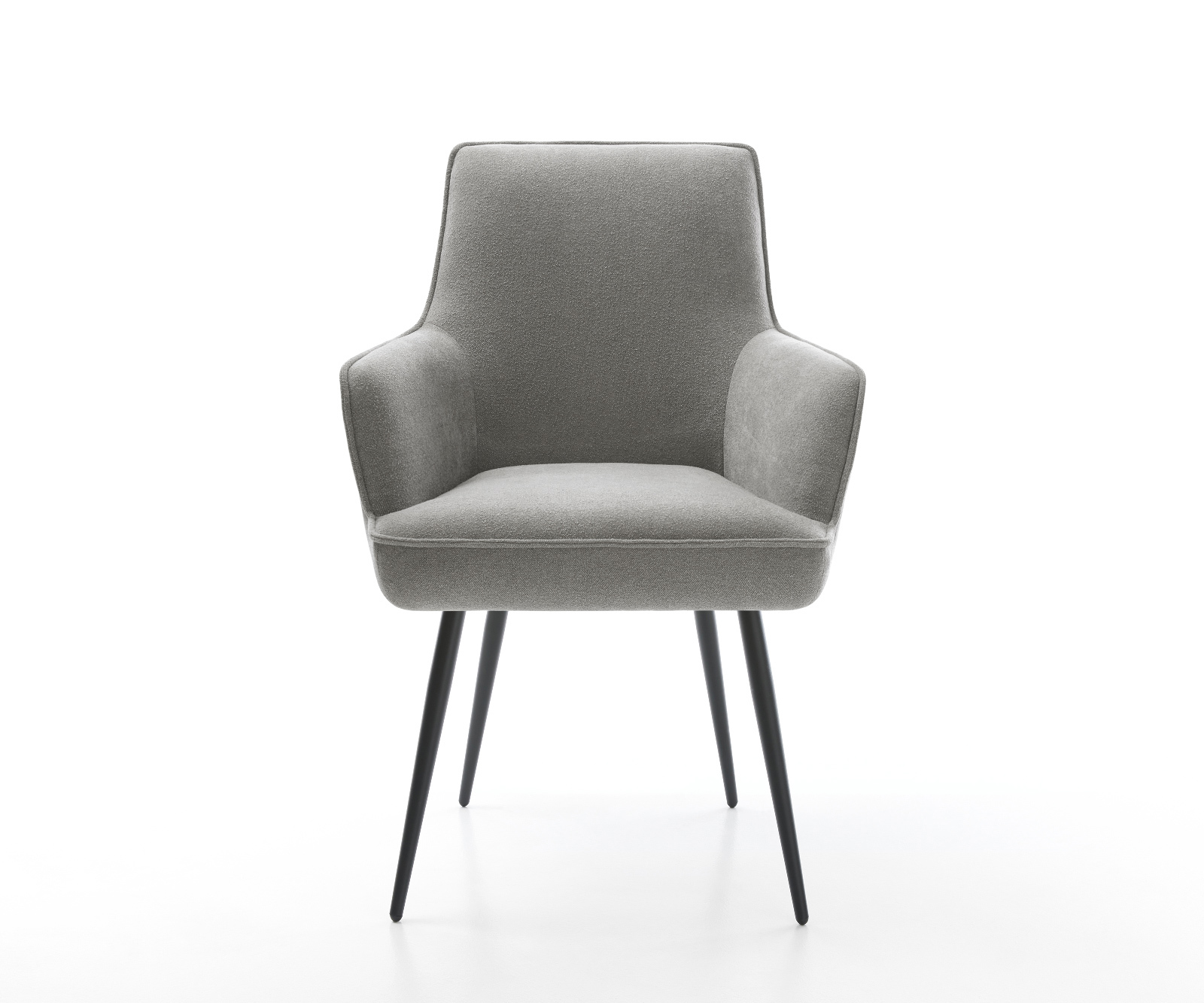 Étkezőszék Heira-Flex karfás strukturált szövet puha szürke 4 lábas kúpos fekete zsákrugós - Image 2