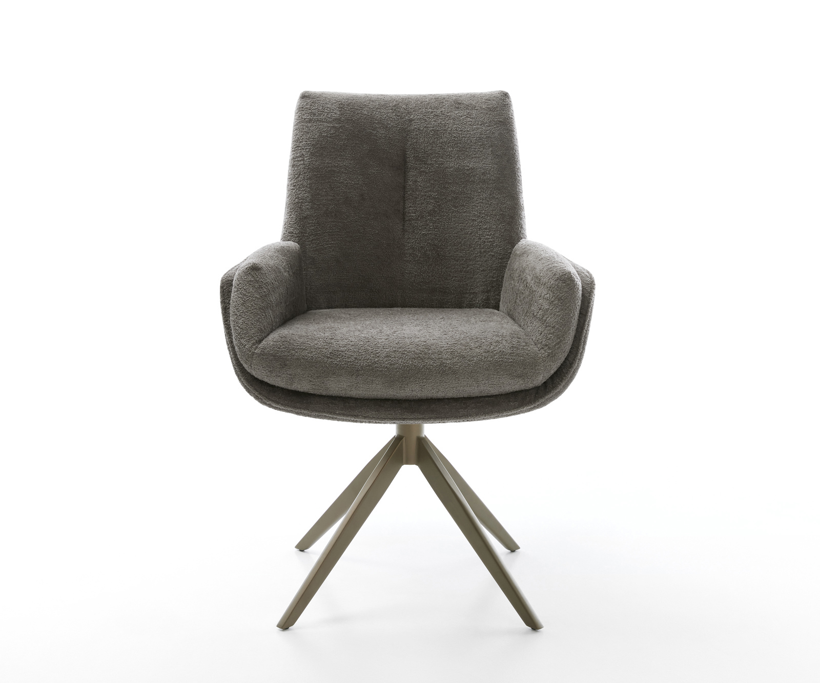 Étkezőszék Clea-Flex bouclé puha sötét bézs kereszt láb széles titán színű hatás 360° forgatható billenő funkció - Image 2