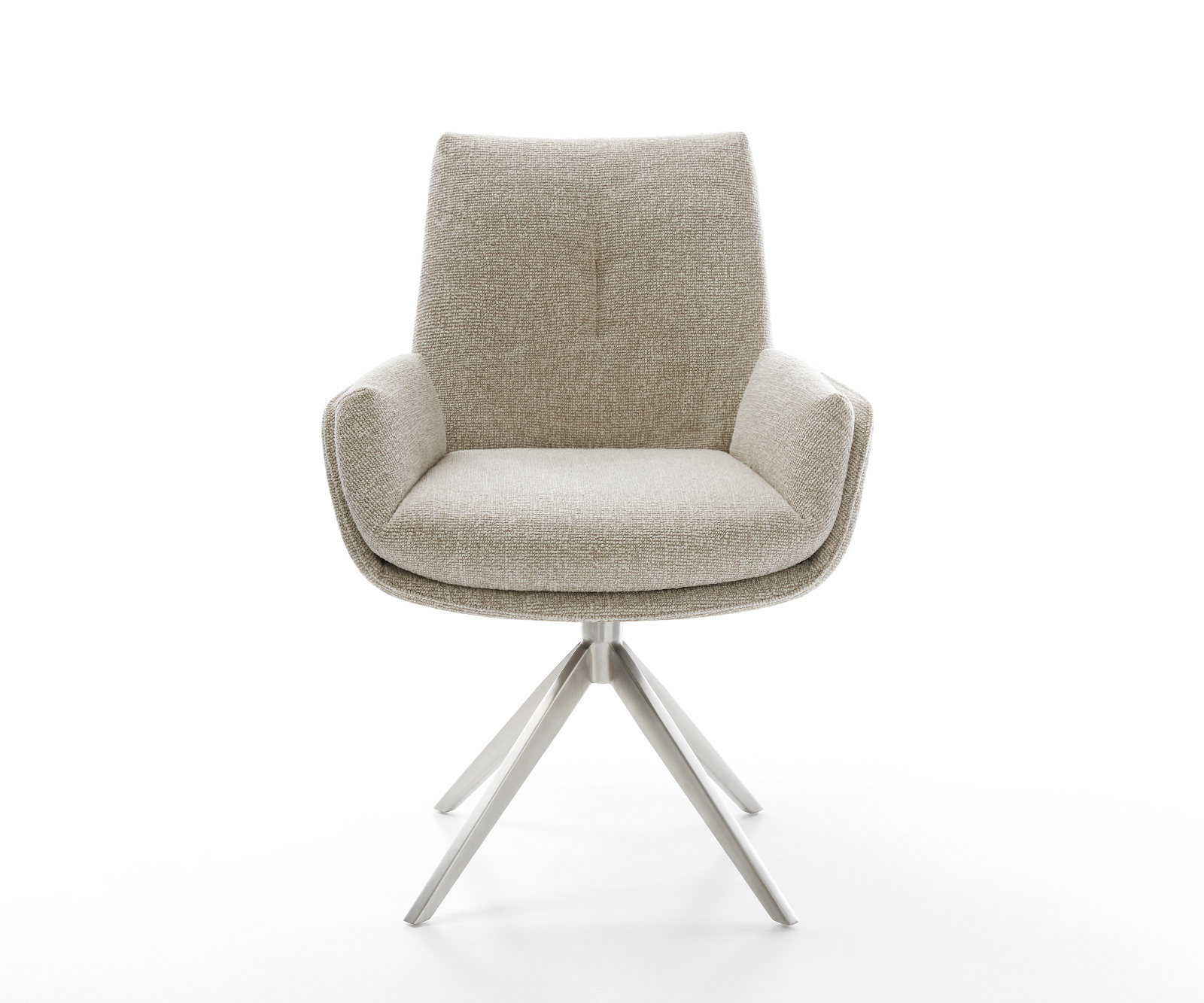 Étkezőszék Clea-Flex szövött szövet puha bézs kereszt láb széles rozsdamentes acél 360° forgatható hintamechanizmus - Image 2