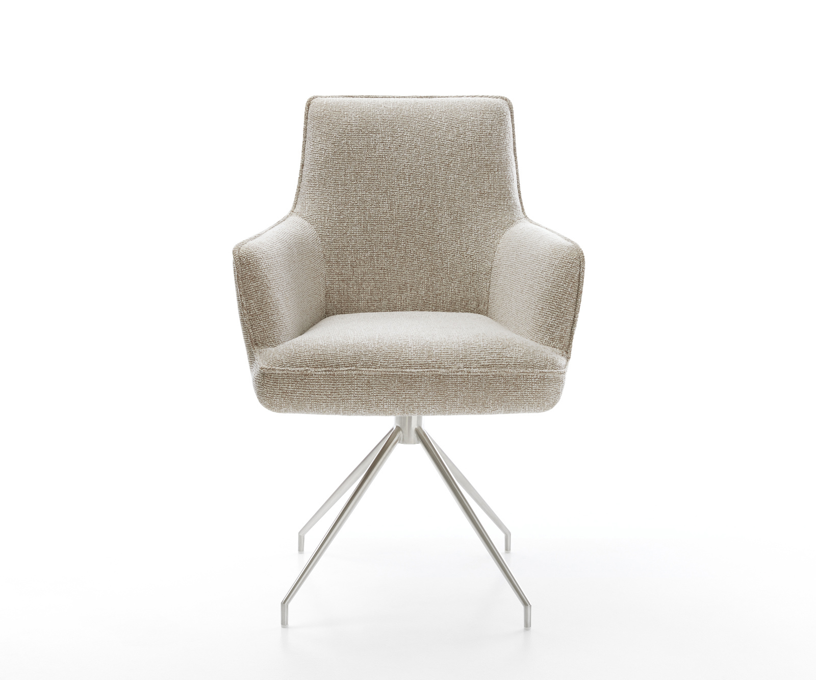 Étkezőszék Heira-Flex karfás szövettel puha bézs kereszt láb kúpos rozsdamentes acél zsákrugós matrac - Image 2