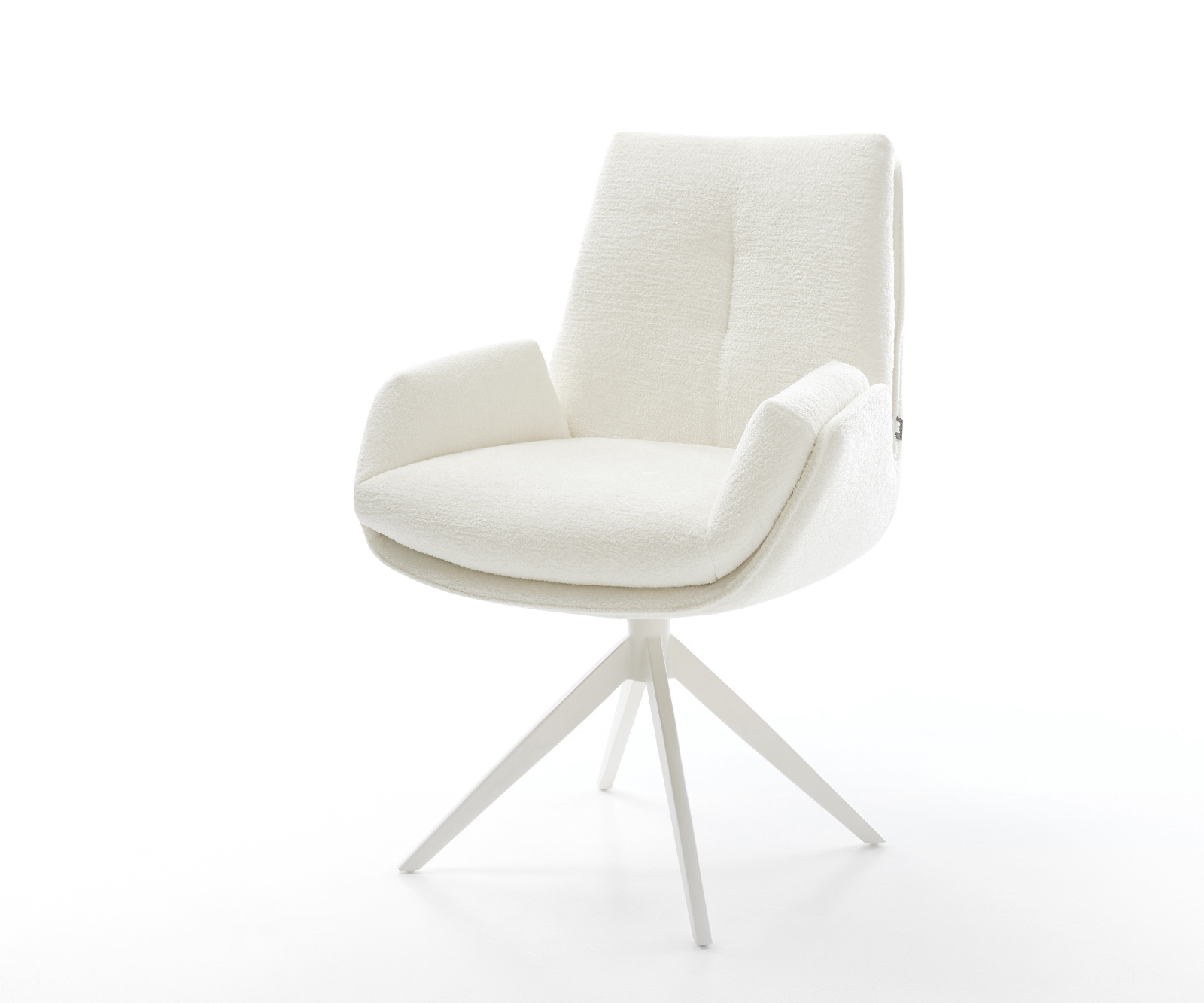 Étkezőszék Clea-Flex bouclé puha bézs kereszt láb széles fehér 360° forgatható billenő funkció