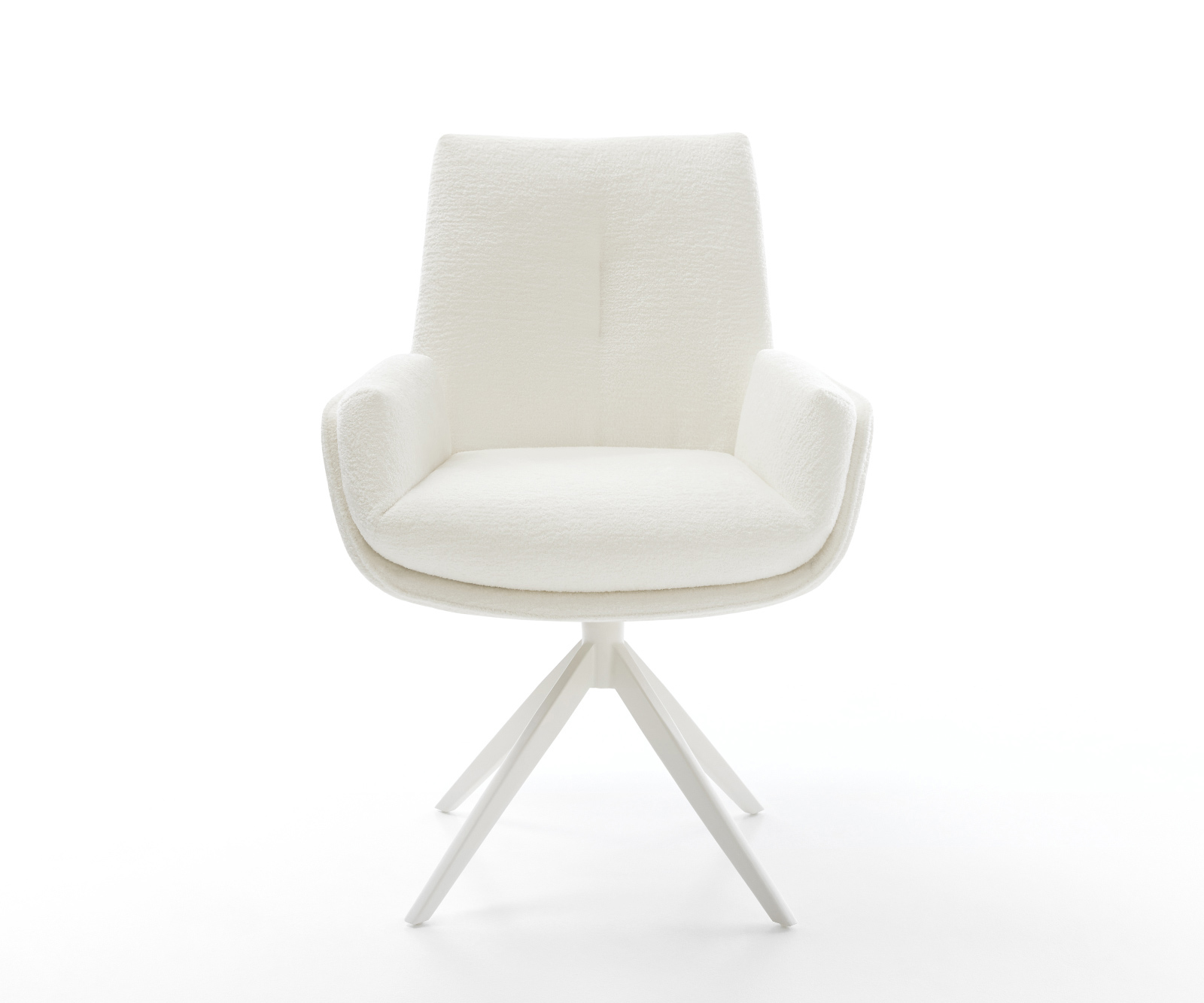 Étkezőszék Clea-Flex bouclé puha bézs kereszt láb széles fehér 360° forgatható billenő funkció - Image 2