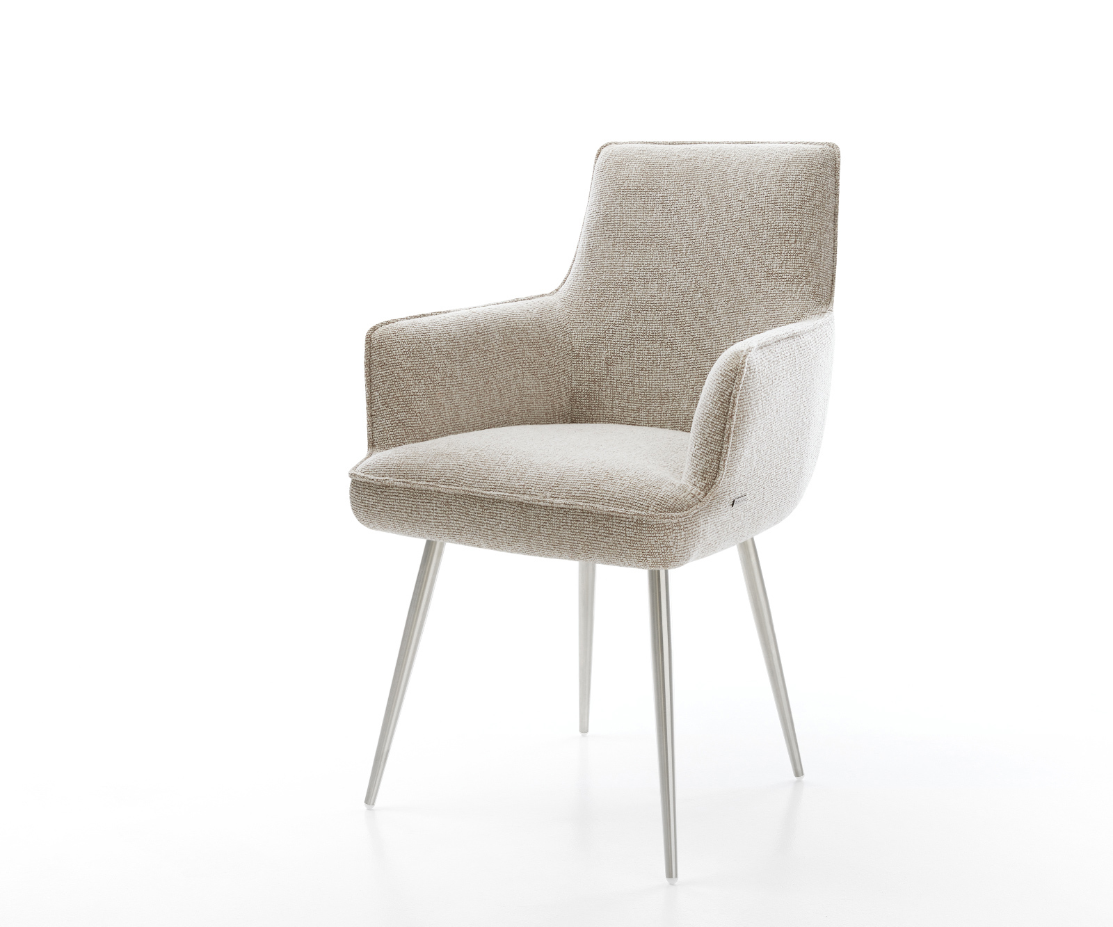 Étkezőszék Heira-Flex karfás szövetszövet puha bézs 4 láb kúpos rozsdamentes acél zsákrugós