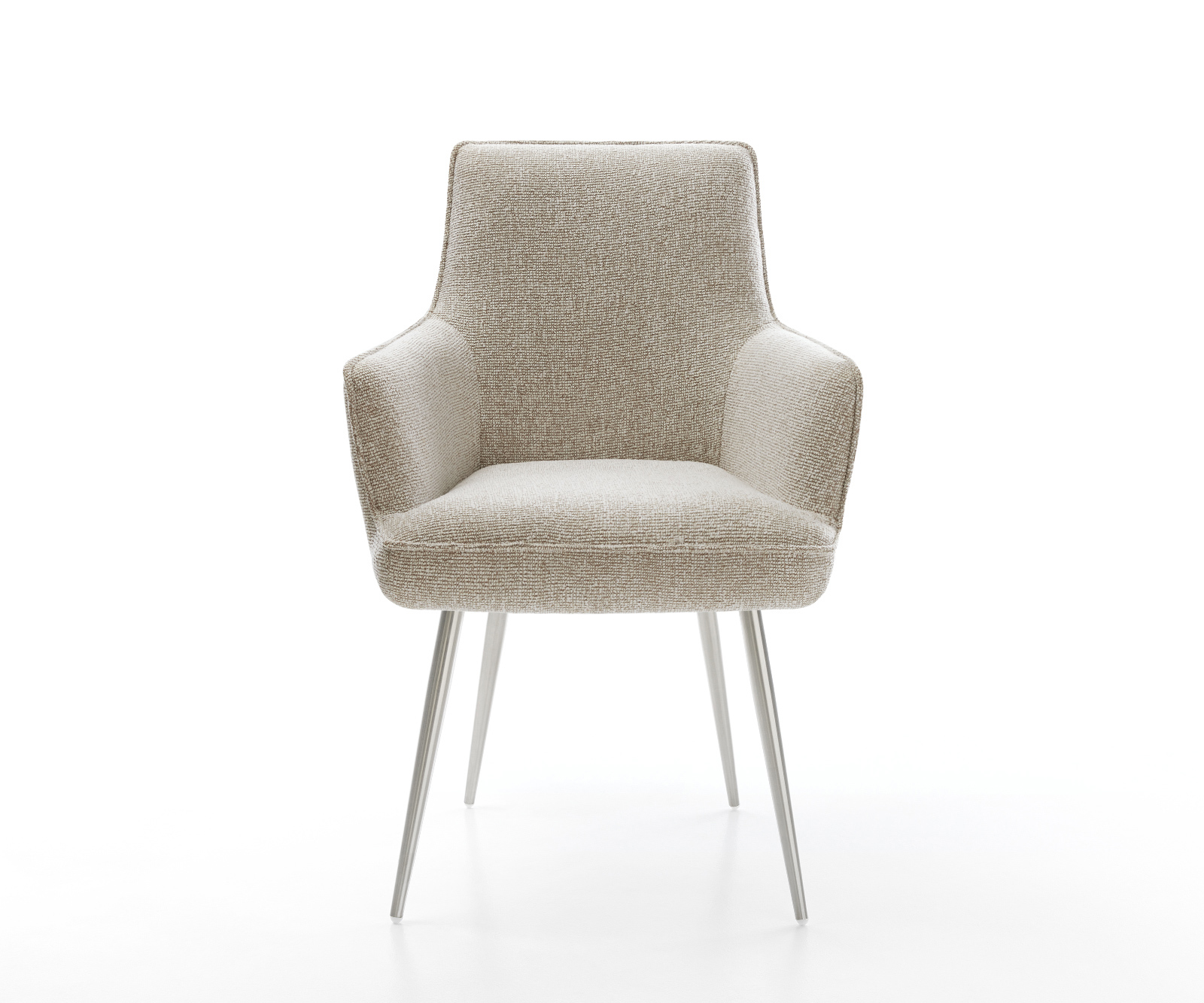 Étkezőszék Heira-Flex karfás szövetszövet puha bézs 4 láb kúpos rozsdamentes acél zsákrugós - Image 2