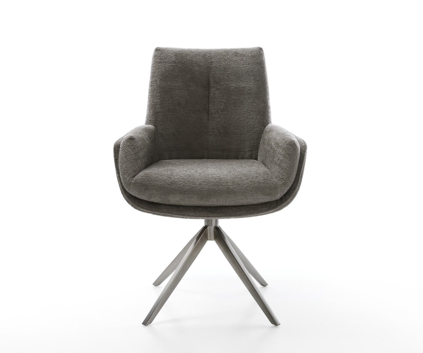 Étkezőszék Clea-Flex bouclé puha sötét bézs kereszt láb széles grafit 360° forgatható billenő funkció - Image 2