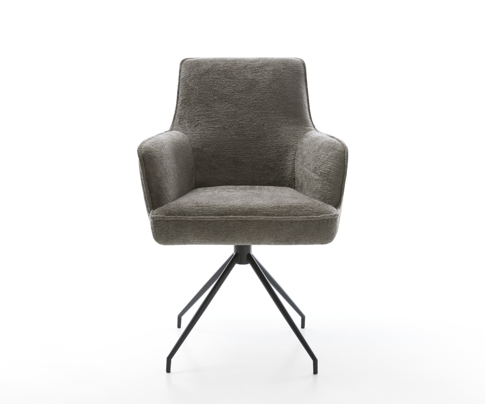 Étkezőszék Heira-Flex karfás bouclé puha sötét bézs kereszt láb kúpos fekete zsákrugós - Image 2